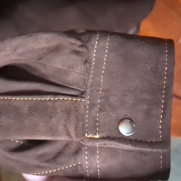 Vintage snap front closure 💯 suede leather long sleeve western style shirt - Picture 4 of 10